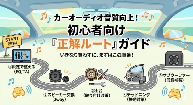 初心者にむけてカーオーディオの音質向上を目的としてます。