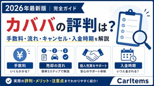 カババの評判・売れない理由・手数料を解説するCarItemsの記事アイキャッチ画像